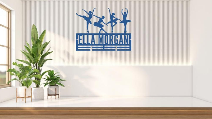 Dance Medal Hanger with Custom Monogram Name Metal Sign, Personalized Dance Medal Holder Monogram, Custom Name Dance Medal Display