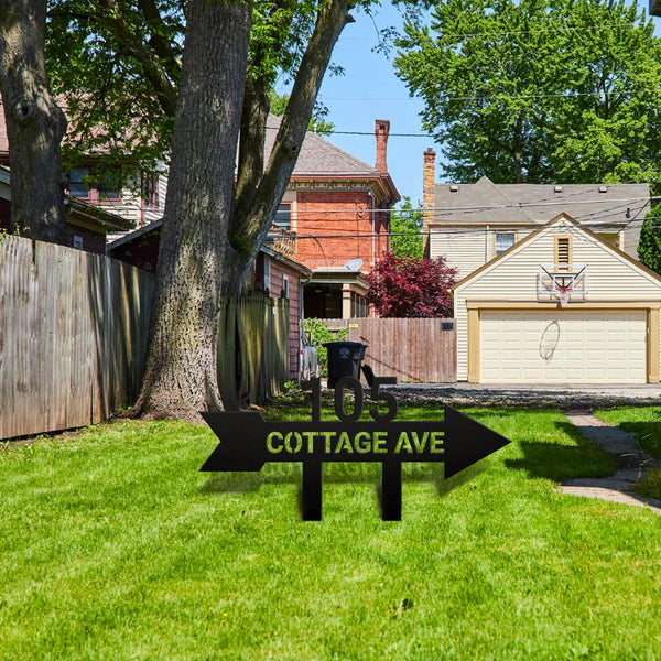 Personalized Address Arrow Metal Yard Sign, Custom Arrow House Number Garden Decor, Address Sign with Street Name, Housewarming Gift