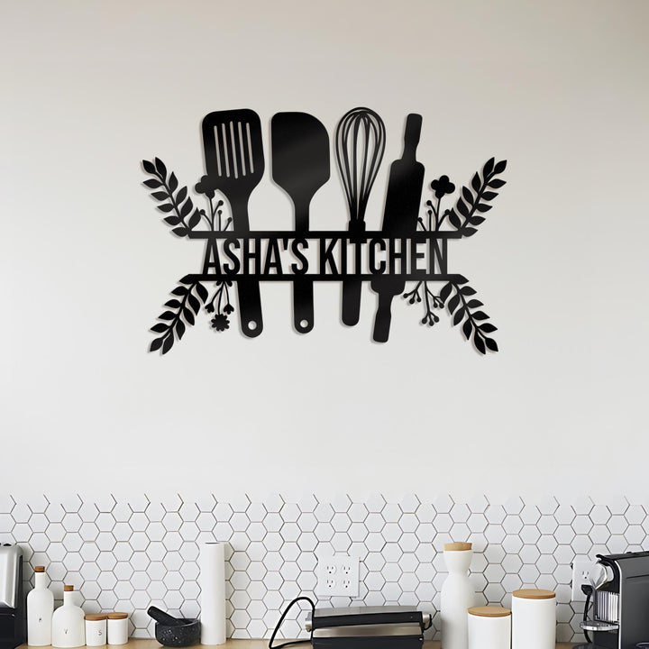 Custom Kitchen Metal Wall Art, Personalized Baking Kitchen Metal Sign, Cooking Metal Kitchen Sign, Family Name Sign, Cooking Lover Gift