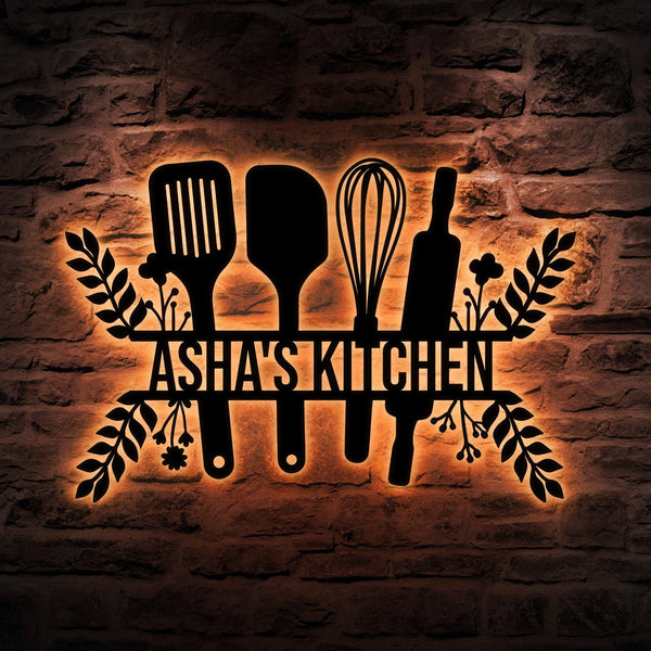 Custom Kitchen Metal Wall Art, Personalized Baking Kitchen Metal Sign, Cooking Metal Kitchen Sign, Family Name Sign, Cooking Lover Gift