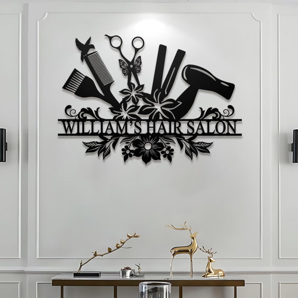 Custom Hair Salon Metal LED Sign,Hairstylist Gift,Personalized Salon Wall Decor,Salon Welcome Sign,Custom Door Hanger,Beauty Salon Wall Art