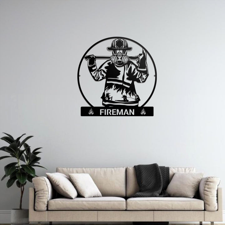 Personalized Fireman Metal LED Sign, Fireman Wall Art, Firefighter wall Decor, Fireman Gift, First Responder Gift, Fire Department Monogram
