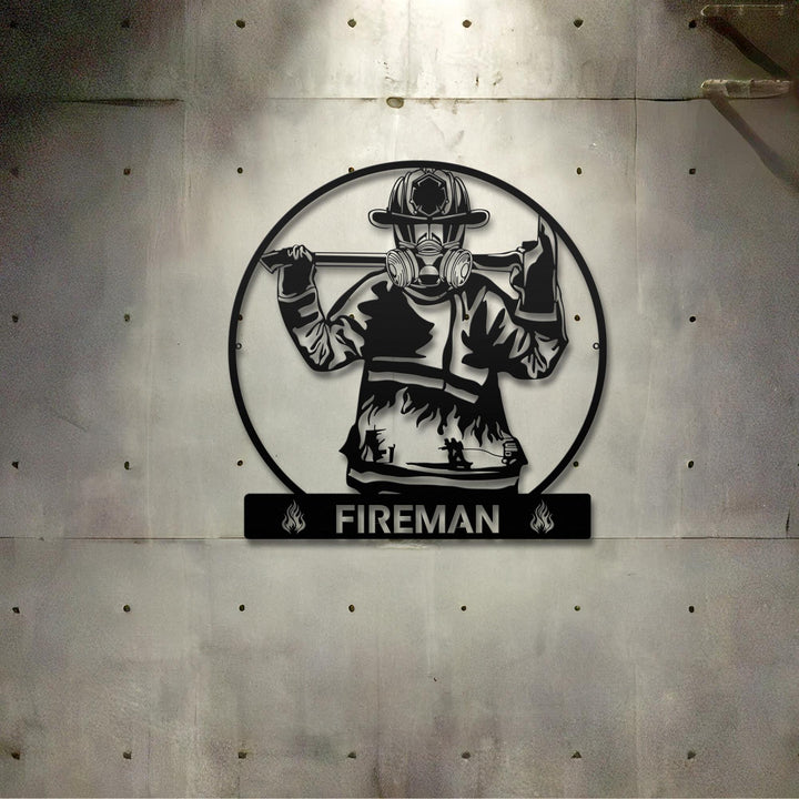 Personalized Fireman Metal LED Sign, Fireman Wall Art, Firefighter wall Decor, Fireman Gift, First Responder Gift, Fire Department Monogram
