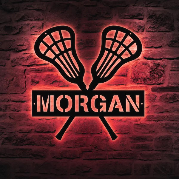 Custom Lacrosse Sign Metal Wall Art, Sports Name Sign Led, Lacrosse Home Decor, Lacrosse Sticks, Lacrosse Player, Christmas Birthday Gift
