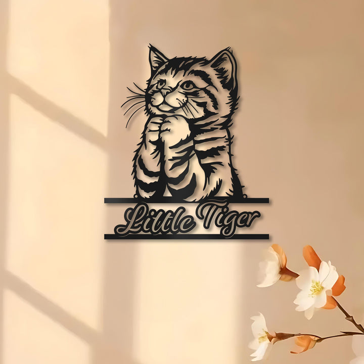 Custom Cute Cat Metal Sign,Cat Wall Art,Personalized Cat Name Sign,Pet Lover Gift,Cat's Mom Sign,Cat Wall Decor,Indoor Decor,Room Decoration