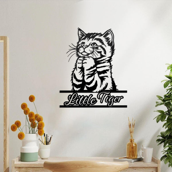 Custom Cute Cat Metal Sign,Cat Wall Art,Personalized Cat Name Sign,Pet Lover Gift,Cat's Mom Sign,Cat Wall Decor,Indoor Decor,Room Decoration