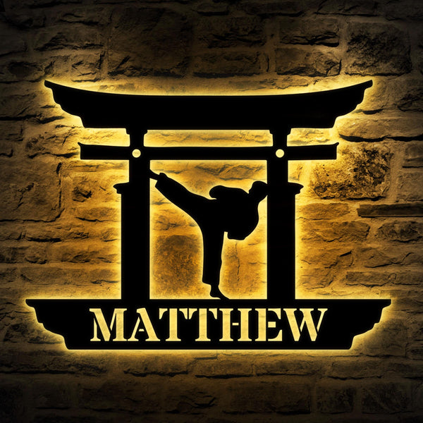 Personalized Metal Karate Sign With Led Lights, Karate Metal Wall Art, Martial Arts Metal Sign, Custom Sports Player Name Sign, Xmas Gift