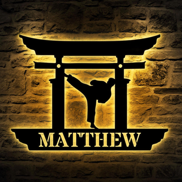 Personalized Metal Karate Sign With Led Lights, Karate Metal Wall Art, Martial Arts Metal Sign, Custom Sports Player Name Sign, Xmas Gift