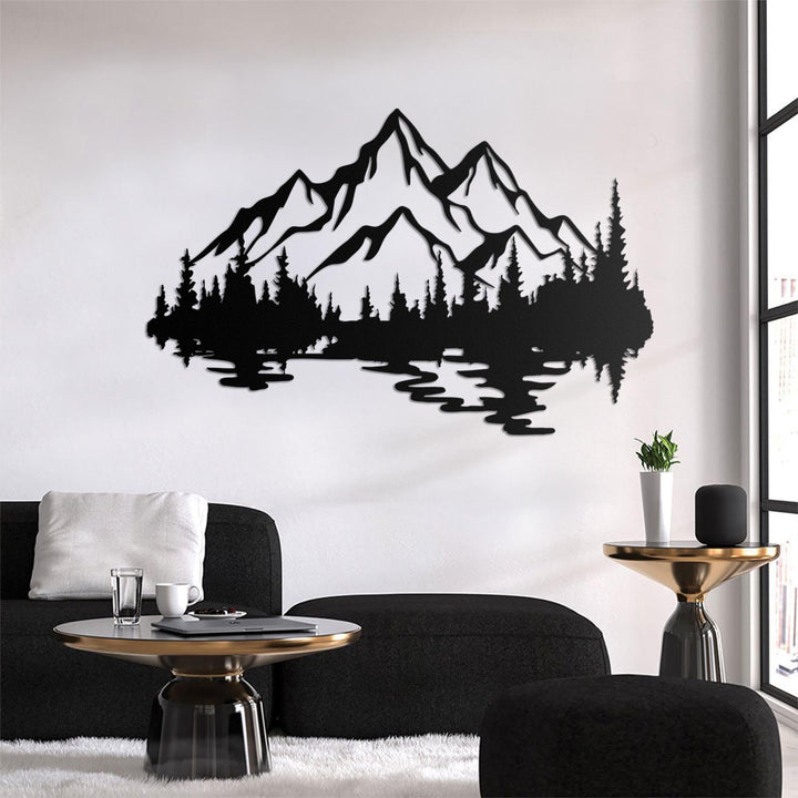 Nature Mountain Forest Metal Wall Art LED Light Hill Tree Large Adventure Sign Home Hiking Decor Camper Hiker Nursery Decoration Birthday