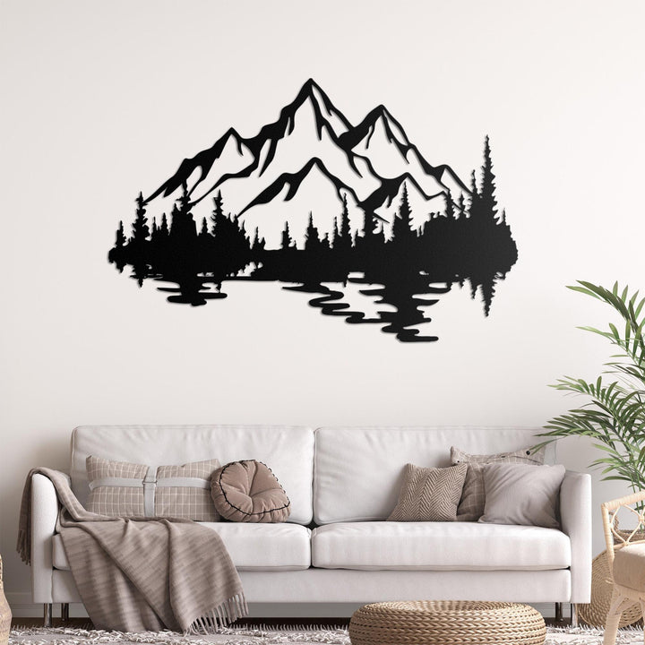Nature Mountain Forest Metal Wall Art LED Light Hill Tree Large Adventure Sign Home Hiking Decor Camper Hiker Nursery Decoration Birthday