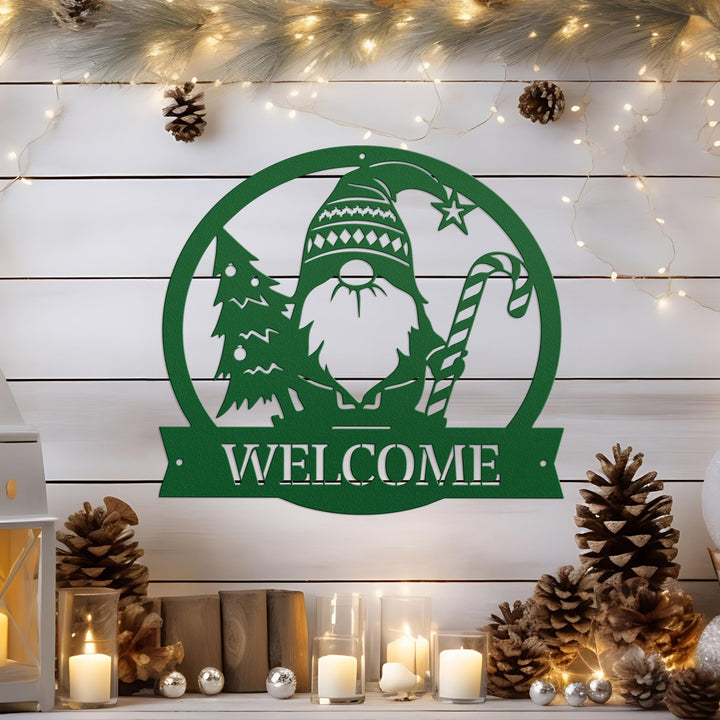 Christmas Gnome Metal Wall Art LED Lights Personalized Gnome Sign Home Decor Christmas Housewarming Xmas gift Family Name Monogram