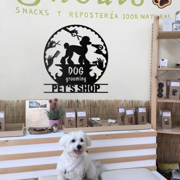 Custom Dog Grooming Hair Salon Metal Wall Art LED Light, Personalized Groomer Name Sign, Home Decor Pet Barber Shop, Christmas Gift