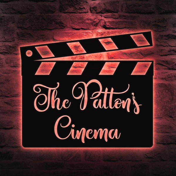 Personalized Home Movie Theater Metal Wall Art LED Light, Custom Cinema Sign, Movie House Sign, Movie Room Decor with Led Lights, Movie Bar