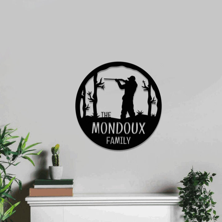 Custom Lone Hunter Metal Wall Art With Led Lights, Personalized Hunting themed Custom Sign, Deer Hunter Birthday Gift For Dad, Xmas Decor