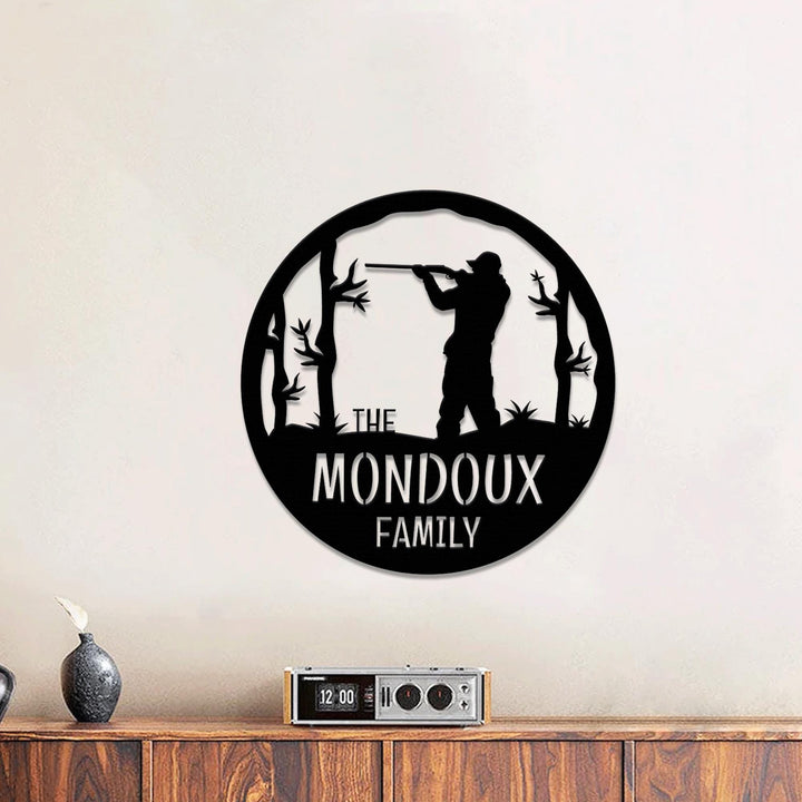 Custom Lone Hunter Metal Wall Art With Led Lights, Personalized Hunting themed Custom Sign, Deer Hunter Birthday Gift For Dad, Xmas Decor