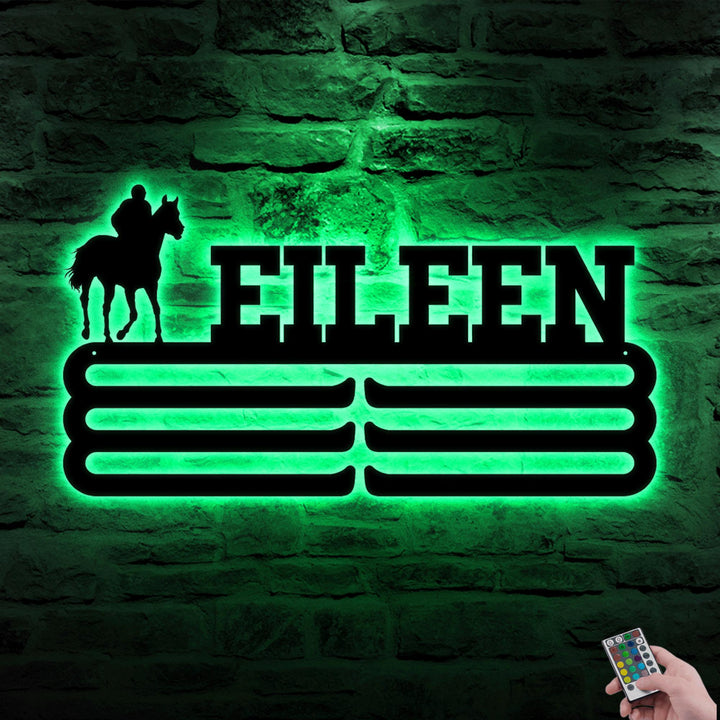 Horseback Riding Medal Hanger with Led Light, Sports Medal Display, Kids Room Sports Meatl Wall Art Decor, Horse Show Sign, Xmas Gift