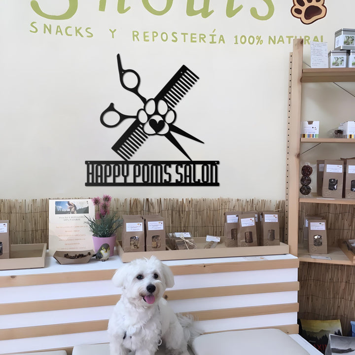 Custom Dog Grooming Hair Salon Metal Wall Art LED Light Personalized Groomer Name Sign Home Decor Pet Grooming Decoration Christmas Gift
