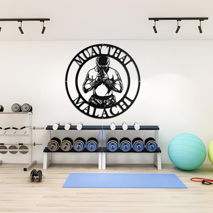 Personalized Muay Thai Metal Wall Art LED Light, Muay Thai Metal Sign Wall Decor, Martial Arts Metal Sign, Home Room Metal Light Wall Decor
