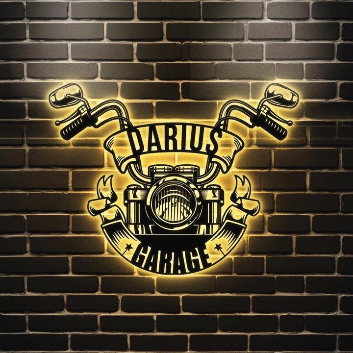 Custom Motorcycle Metal LED Sign, Personalized Metal Art, Metal Garage Sign, Men Cave Sign,Fathers Day Motorbike Gift, Motor Bike Metal Sign
