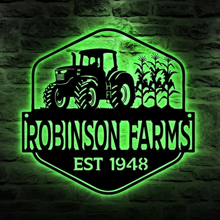 Custom Tractor Metal Name Sign Wall Art LED Light, Personalized Tractor Name Sign, Home Decor, Birthday Gift for Farmer, Tractor Driver