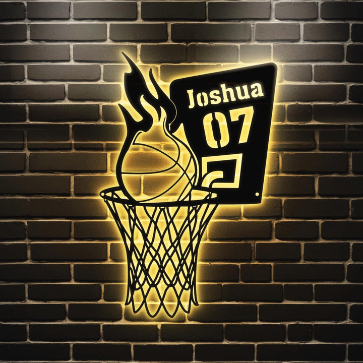 Personalized Basketball Metal Wall Art Led Light, Basketball Metal Sign, Basketball Player Name Sign, Basketball Wall Decor, Basketball Gift