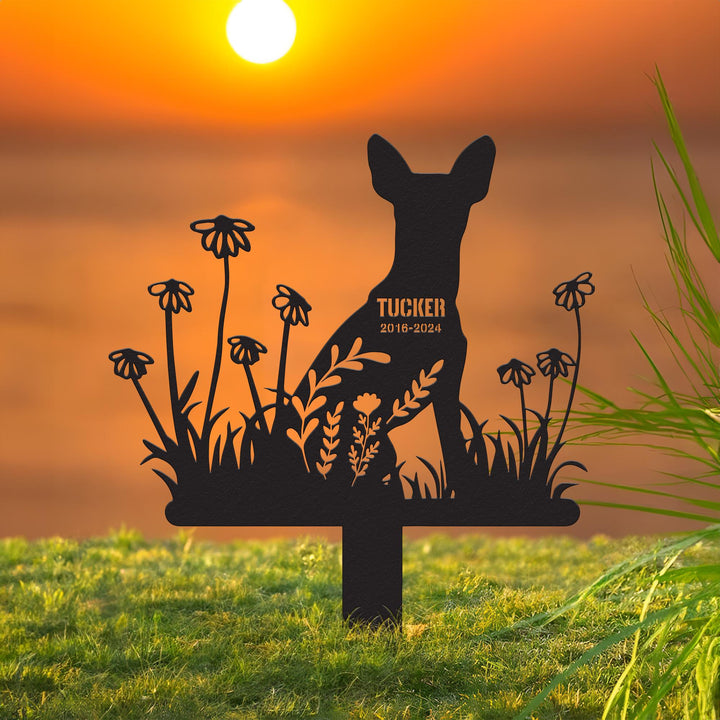 Custom Dog Memorial Metal with Stake, Miniature Pinscher Memorial Sign, Pet Loss, Sympathy Gift, Dog Grave Markers, Pet Lover Gift