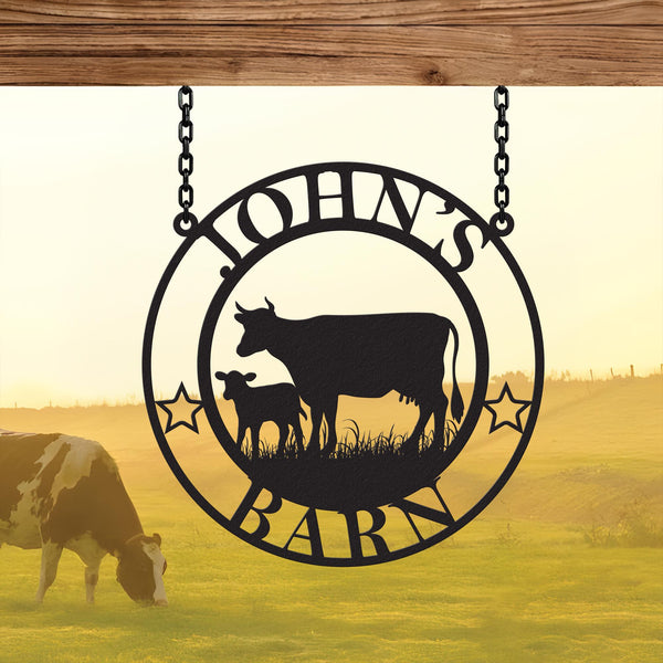Custom Cow Metal Farm Sign, Farmhouse Metal Sign, Personalized Ranch Sign, Farmhouse Decor, Farmer Gift, Farm Gate Sign, Outdoor Decor