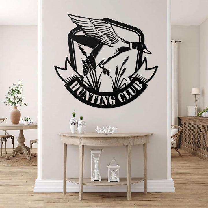 Custom Duck Hunting Metal Wall Art LED Light Personalized Hunter Name Sign Home Decor Duck Cabin Decoration Housewarming Xmas Birthday Gift