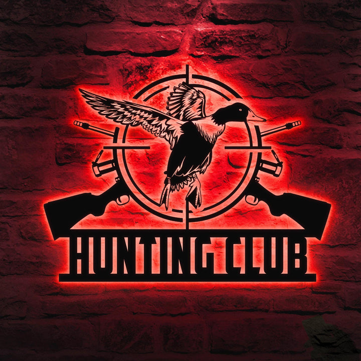 Custom Duck Hunting Metal Wall Art LED Light Personalized Hunter Name Sign Home Decor Cabin LakeHouse Decor Housewarming Birthday Xmas Gift