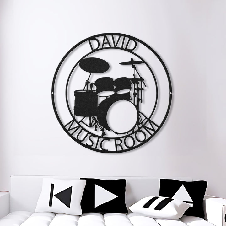 Guitar Drums Keyboard Metal Wall Art LED Light Personalized Guitar Player Name Sign Home Decor Music Room Decoration Guitarist Birthday Xmas