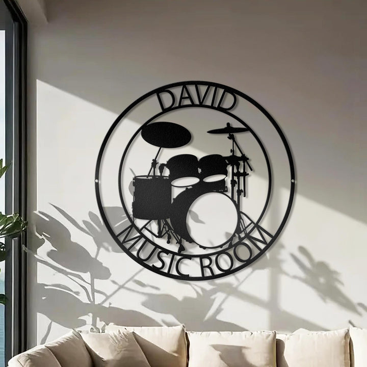 Guitar Drums Keyboard Metal Wall Art LED Light Personalized Guitar Player Name Sign Home Decor Music Room Decoration Guitarist Birthday Xmas