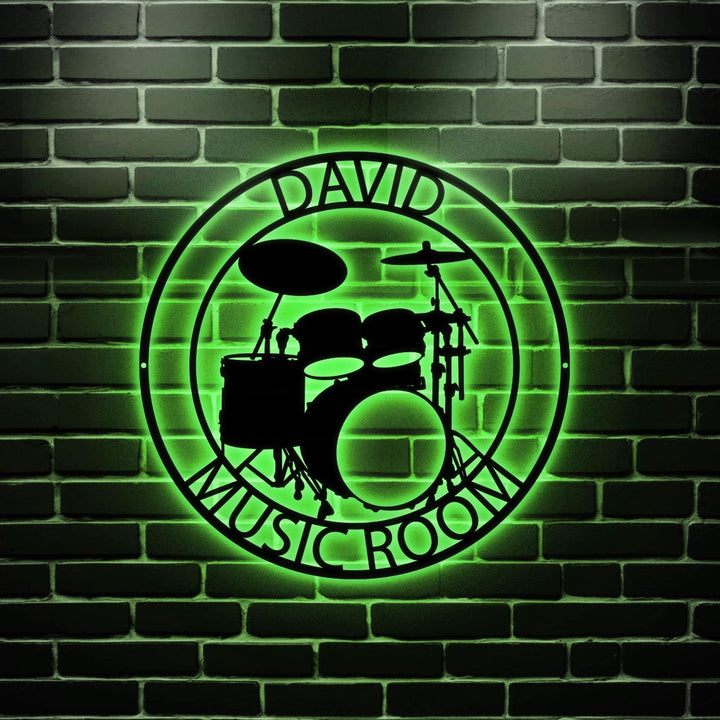 Guitar Drums Keyboard Metal Wall Art LED Light Personalized Guitar Player Name Sign Home Decor Music Room Decoration Guitarist Birthday Xmas