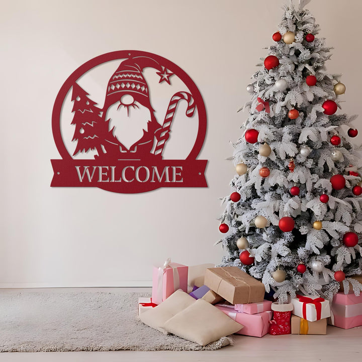 Christmas Gnome Metal Wall Art LED Lights Personalized Gnome Sign Home Decor Christmas Housewarming Xmas gift Family Name Monogram
