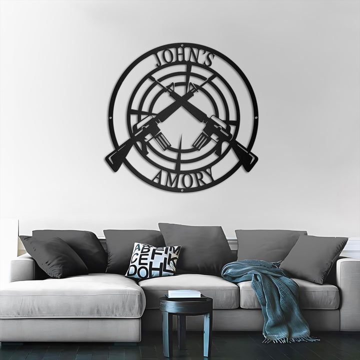 Custom Gun Metal Sign LED Light, Gun Metal Wall Art, Personalized Armory Sign, Armory Decor, Military, 2nd Amendment, Veteran Gift
