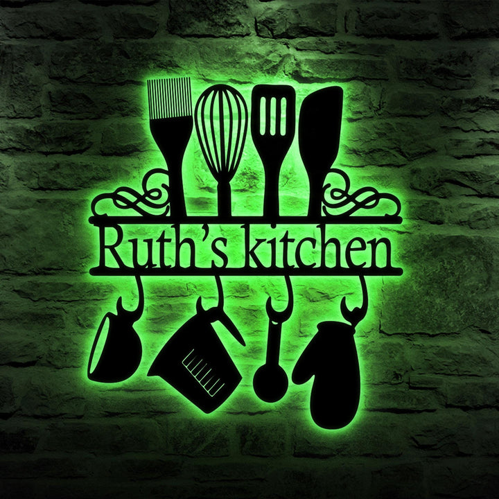 Custom Kitchen Metal Sign Led Lights, Personalized Kitchen Wall Art Decor For Home, Xmas Gift for Nana Mother, Baker Sign, Housewarming Gift