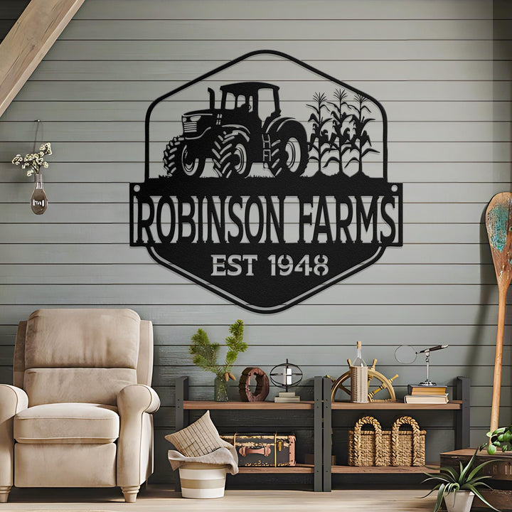 Custom Tractor Metal Name Sign Wall Art LED Light, Personalized Tractor Name Sign, Home Decor, Birthday Gift for Farmer, Tractor Driver