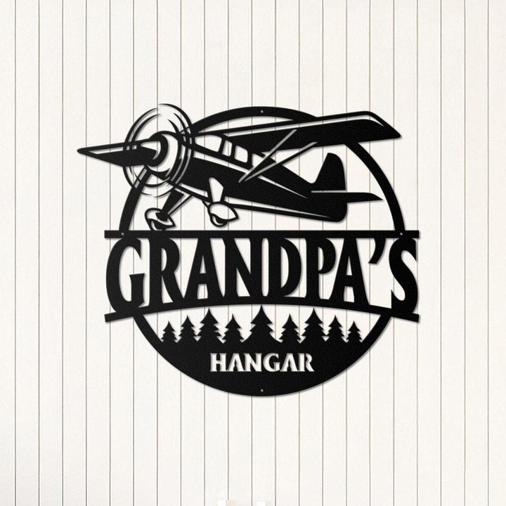 Airplane Hangar Metal Sign, Personalized Pilot Sign, Custom Aviation Lover, Personalized Airplane Wall Art Decor, Man Cave, Dad Grandpa Gift