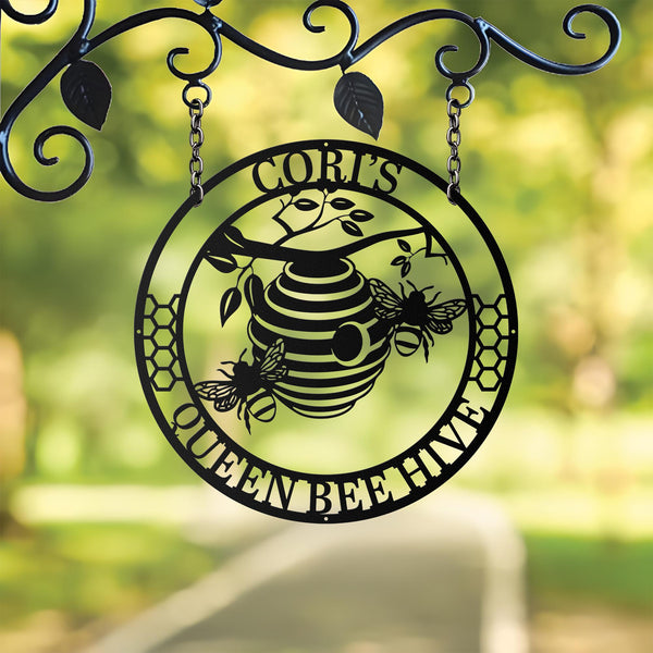 Custom Metal Bee Farm Metal Sign, Personalized Honey Bee Wall Art Deco, Custom Garden Sign, Gift for Gardener Bee Keeper, Honey Bee Hive