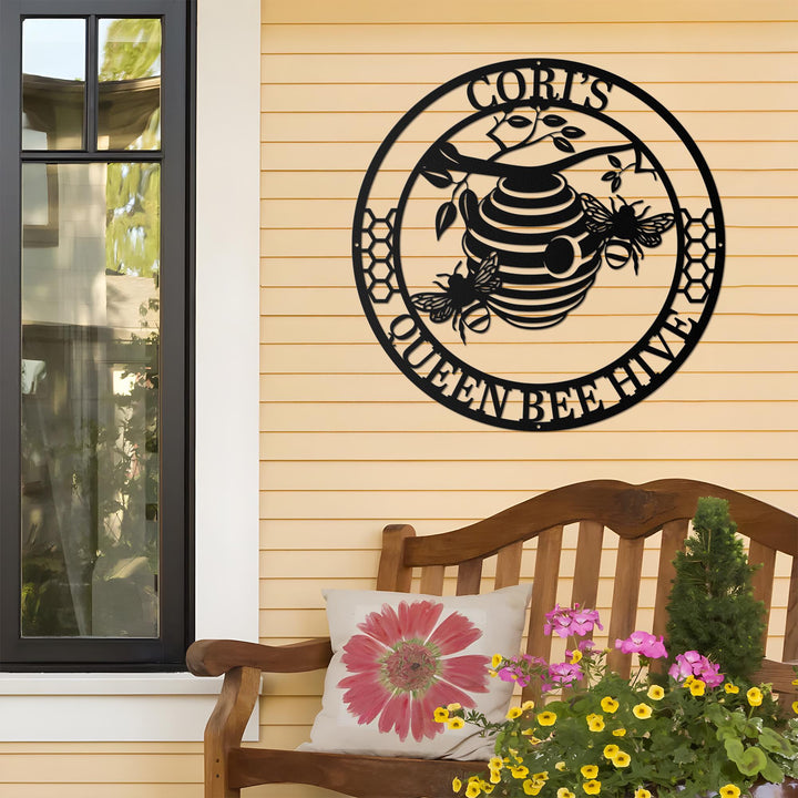 Custom Metal Bee Farm Metal Sign, Personalized Honey Bee Wall Art Deco, Custom Garden Sign, Gift for Gardener Bee Keeper, Honey Bee Hive