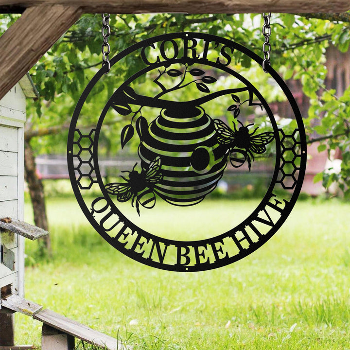 Custom Metal Bee Farm Metal Sign, Personalized Honey Bee Wall Art Deco, Custom Garden Sign, Gift for Gardener Bee Keeper, Honey Bee Hive