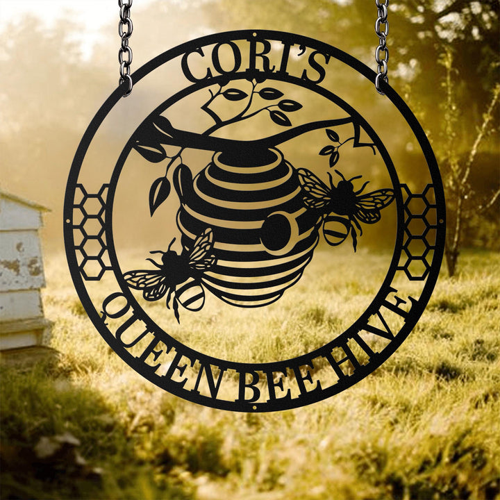 Custom Metal Bee Farm Metal Sign, Personalized Honey Bee Wall Art Deco, Custom Garden Sign, Gift for Gardener Bee Keeper, Honey Bee Hive