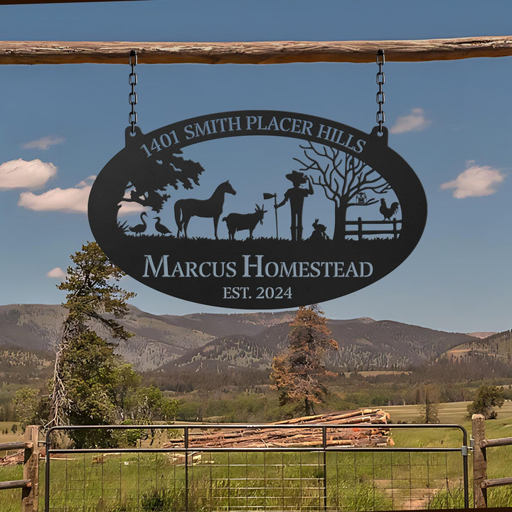 Custom Farmhouse Metal Sign, Personalized Farm Metal Sign, Animal Farm Sign, Ranch Sign, Barn Sign, Farm Gate Sign, Farmer Name Sign Gifts