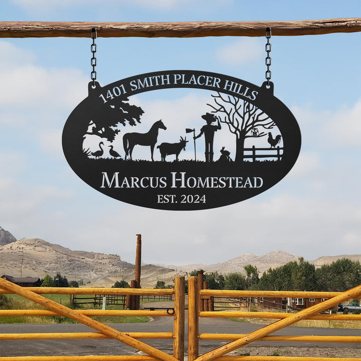 Custom Farmhouse Metal Sign, Personalized Farm Metal Sign, Animal Farm Sign, Ranch Sign, Barn Sign, Farm Gate Sign, Farmer Name Sign Gifts