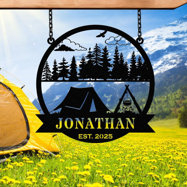 Personalized Your Own Camping Sign, Metal Campsite Stake, Camper Decor, Campfire Sign, Fifth Wheel Decor, Camp Name Sign, Outdoor Cabin Sign