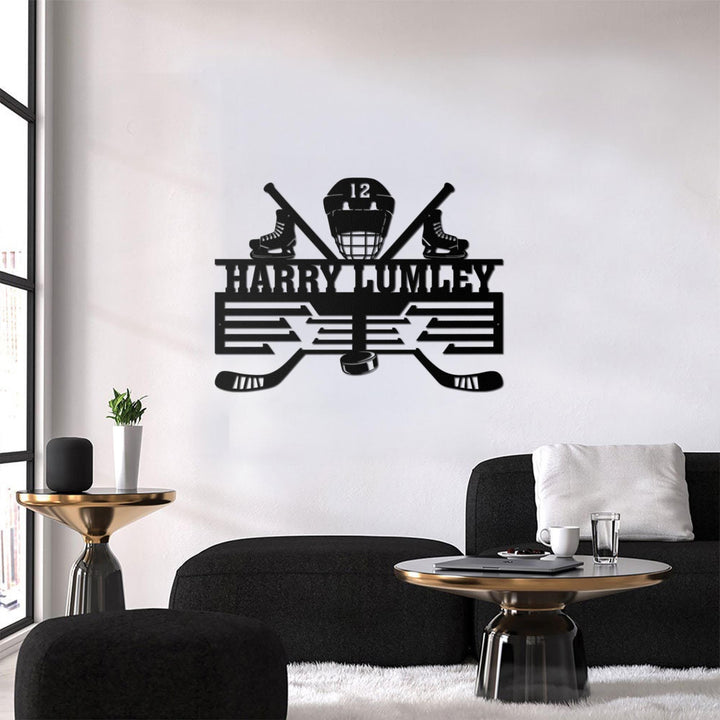 Custom Metal Hockey Medal Hanger Wall Art Led Light, Hockey Player Medal Holder, 12 Rungs for Medals & Ribbons, Medal Display Awards Sign