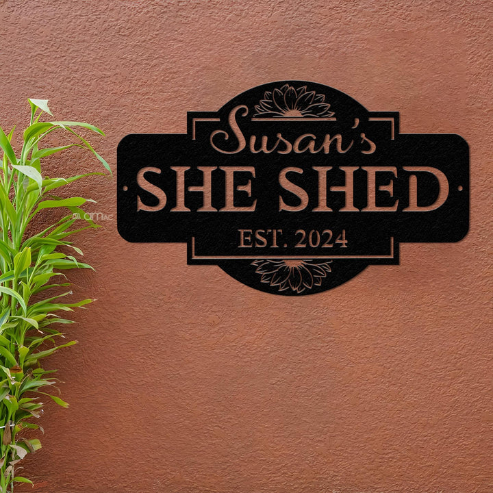 Personalized She Shed Metal Sign Led Lights, Custom Outdoor Decor for Your Mom Cave or Potting Shed, Wall Art Decor, Signs For A She Shed