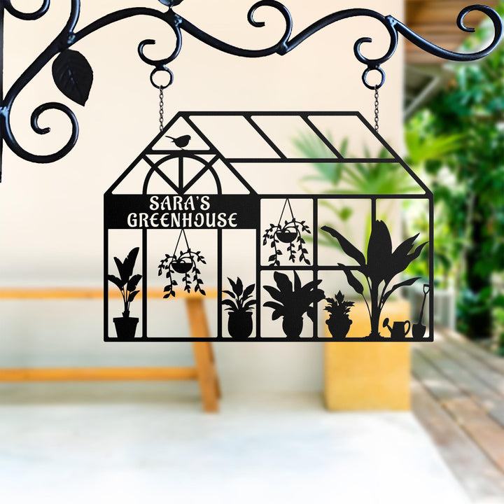 Custom Greenhouse Sign, Metal Garden Sign, Garden Decor Wall Art, Personalized Gardener Name Sign, Metal Yard Sign Decor, Gardener Gift.