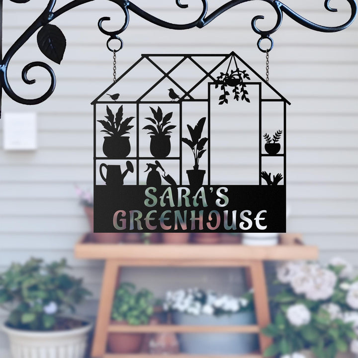 Custom Greenhouse Sign, Metal Garden Sign, Garden Decor Wall Art, Personalized Gardener Name Sign, Metal Yard Sign Decor, Gardener Gift.