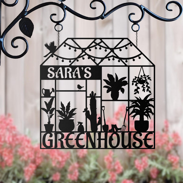 Custom Greenhouse Sign, Metal Garden Sign, Garden Decor Wall Art, Personalized Gardener Name Sign, Metal Yard Sign Decor, Gardener Gift.