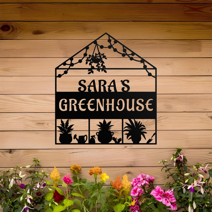 Custom Greenhouse Sign, Metal Garden Sign, Garden Decor Wall Art, Personalized Gardener Name Sign, Metal Yard Sign Decor, Gardener Gift.